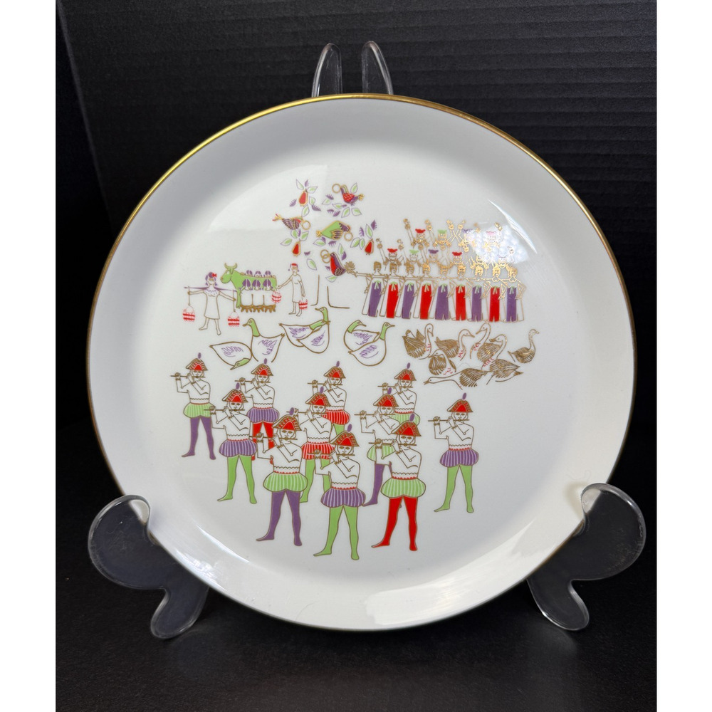 Shenango 12 Days of Christmas Plate Dick Litzel 11 Pipers Piping Vintage 1974
